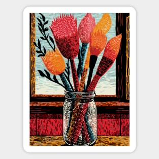 The Artist's Brushes | A Painter's Cozy Studio Magnet